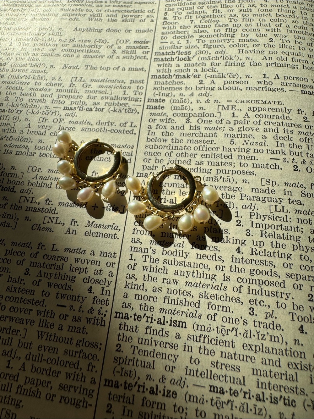 Gold Pearl Floral Drop Earrings — Women Jewelry